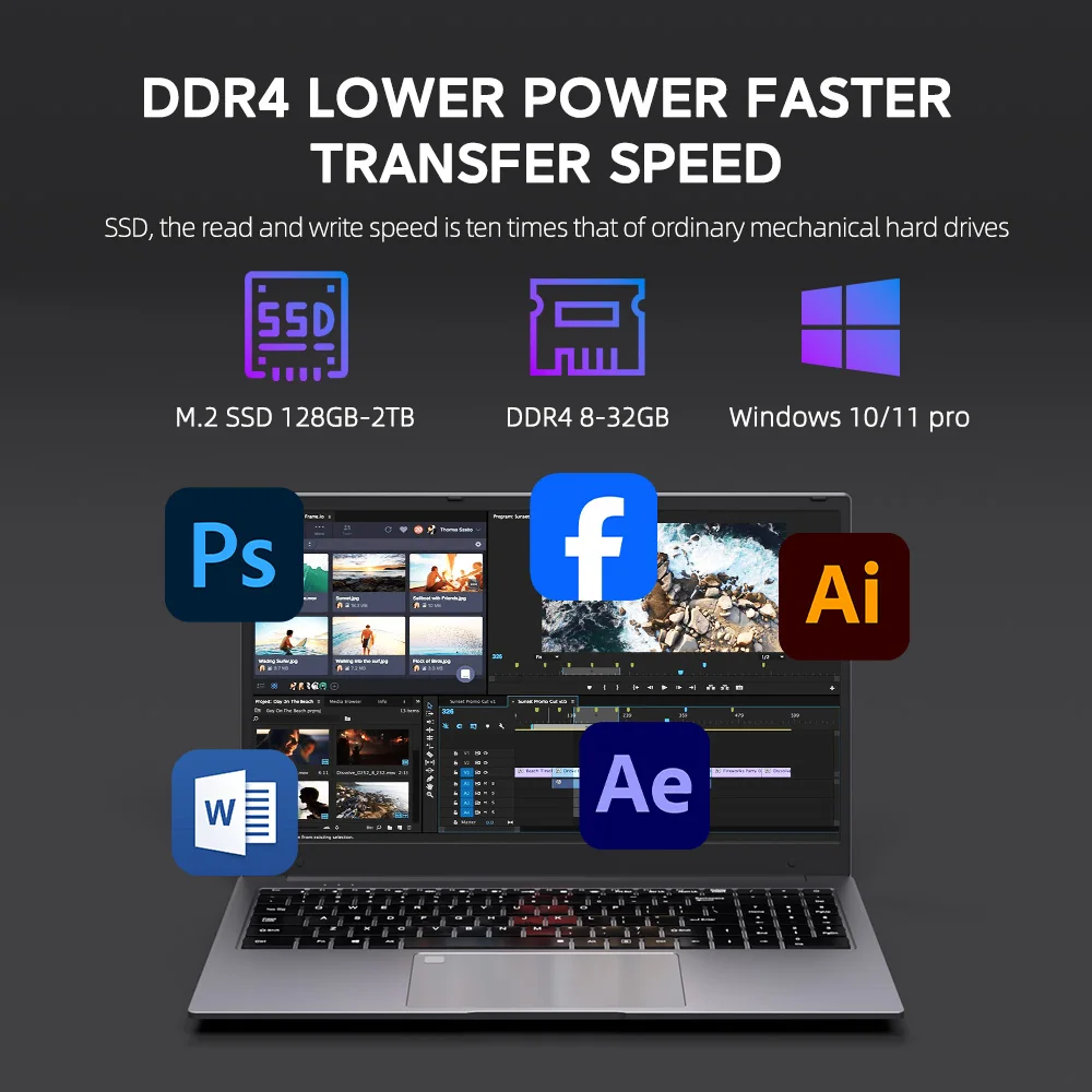 JSHIX 15.6인치 노트북 8GB DDR4 512GB SSD AMD R3 3200 프로세서 IPS 디스플레이 4600mAh 1920*1080P 윈도우11 비즈니스 & 홈 노트북