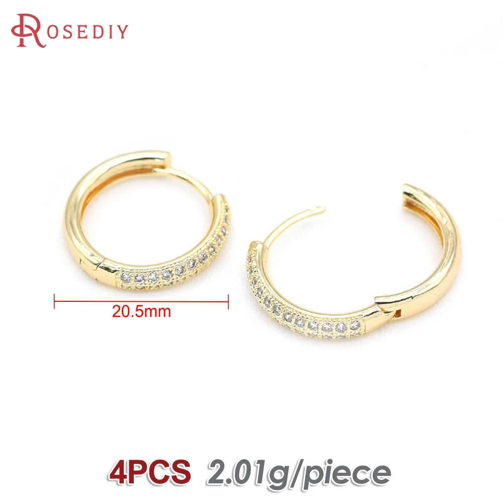 Elegant Zircon-Embellished 18K Gold Color Brass Loop Earring Hooks