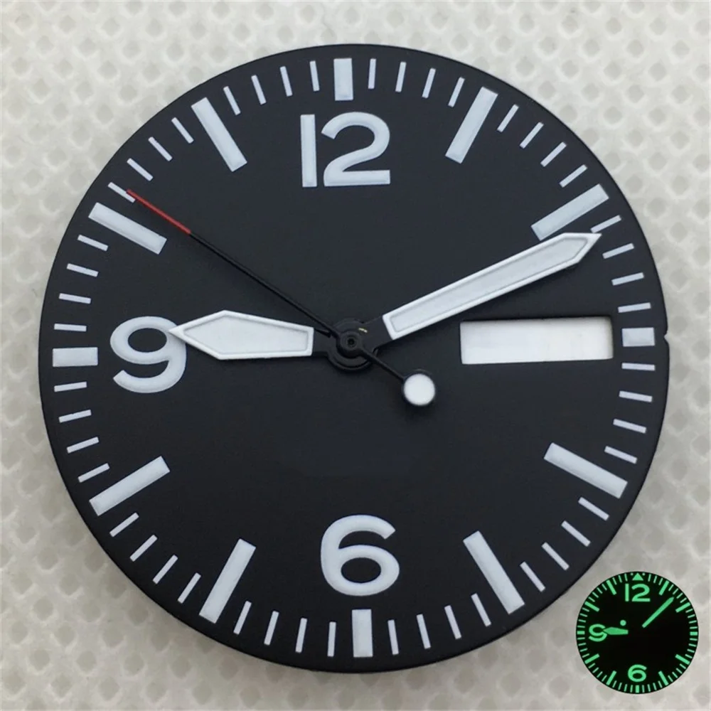 29mm Black and White Full Luminous Dial with Green Luminescence