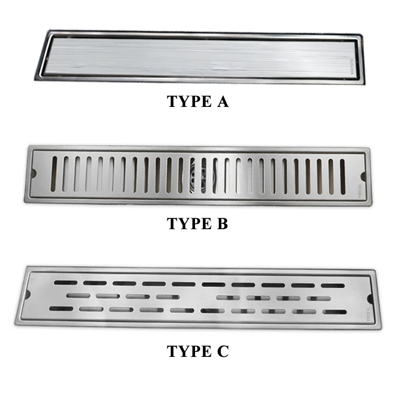 

Brushed Stainless Steel 60/80CM Linear Anti-odor Long Floor Drain Bathroom Rectangular Invisible Concealed Shower Floor Drain