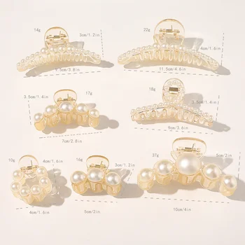 AWATYR 2021 New Hyperbole Big Pearls Acrylic Hair Claw Clips Big Size Makeup Hair Styling Barrettes for Women Hair Accessories 4