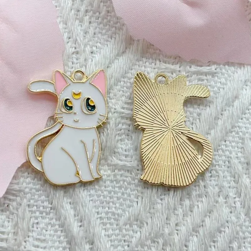 10pcs Enamel Cat Charms For Jewelry Making Cute Anime Earring