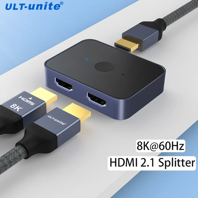 Commutateur HDMI 2.1 Splitter 8K 60Hz 4K120Hz 2 in 1 out pour TV