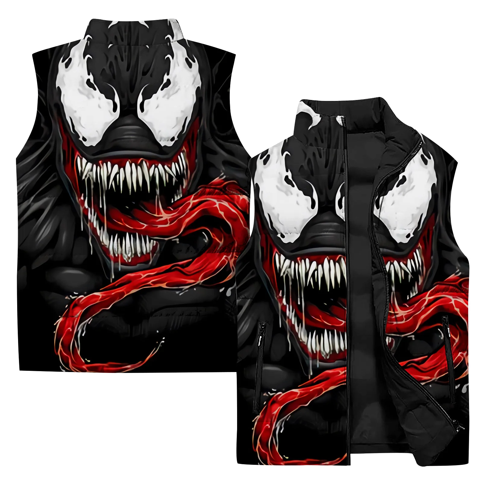 thumbnail image 1 of Chaleco de invierno grueso y de algodón con estampado de veneno, cómodo y cálido, chaquetas para hombre, ropa para hombre, abrigos térmicos, 1 of 4