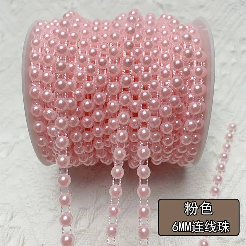 5/25 Meter/Rolle, 6 mm breit, bunte Perlenkette, halb abgerundet, handgefertigt, DIY-Fan-Kleidung, Kopfbedeckung, Zubehör – Detail 8