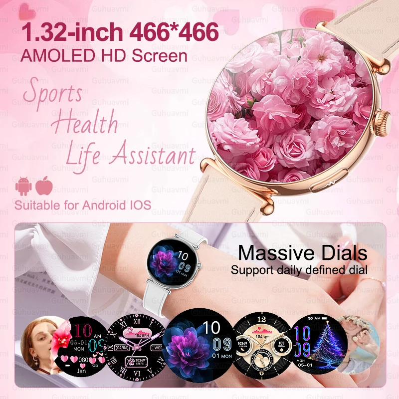2026 New Women AI Smart Diagnosis Smart Watch HRV+ECG Uric Acid Blood Oxygen Health Monitor IP68 Waterproof Sports Smartwatches 2