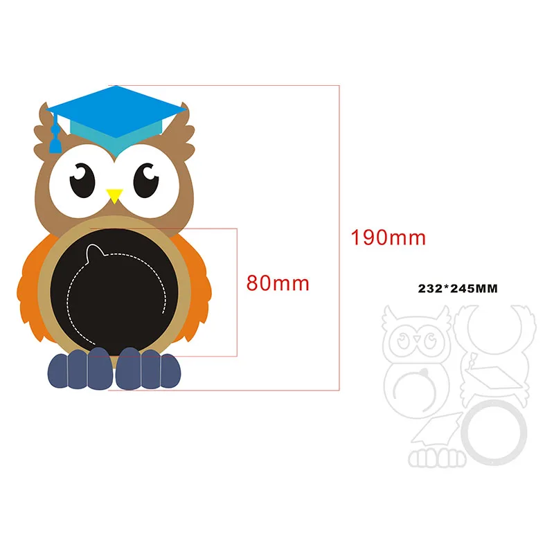 

Новинка 2023, большая форма для резки металла в виде совы для бумажной резки и печати карточек, тиснение, яркие штампы бесплатно