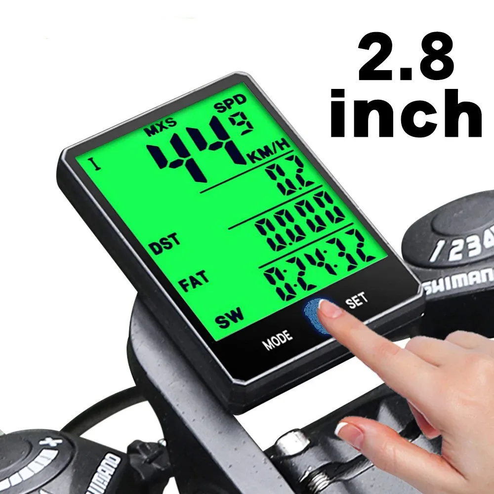 

Велосипедный компьютер, 2,8 дюйма, беспроводной и проводной, водонепроницаемый, для горных велосипедов, велосипедный цифровой одометр, секундомер, спидометр, велосипедные аксессуары