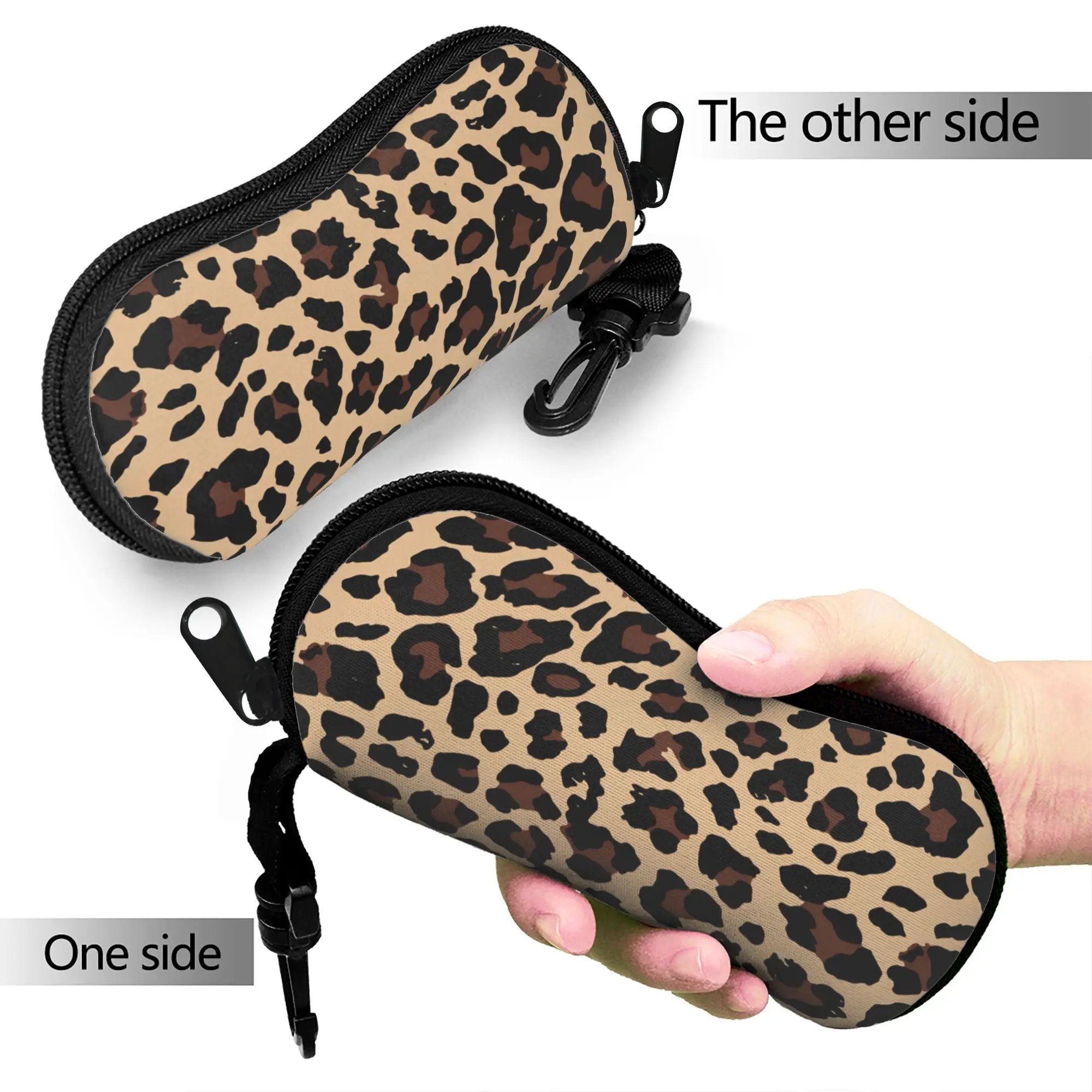 Leopard Print Stylish Eyewear Case with Zip Closure
