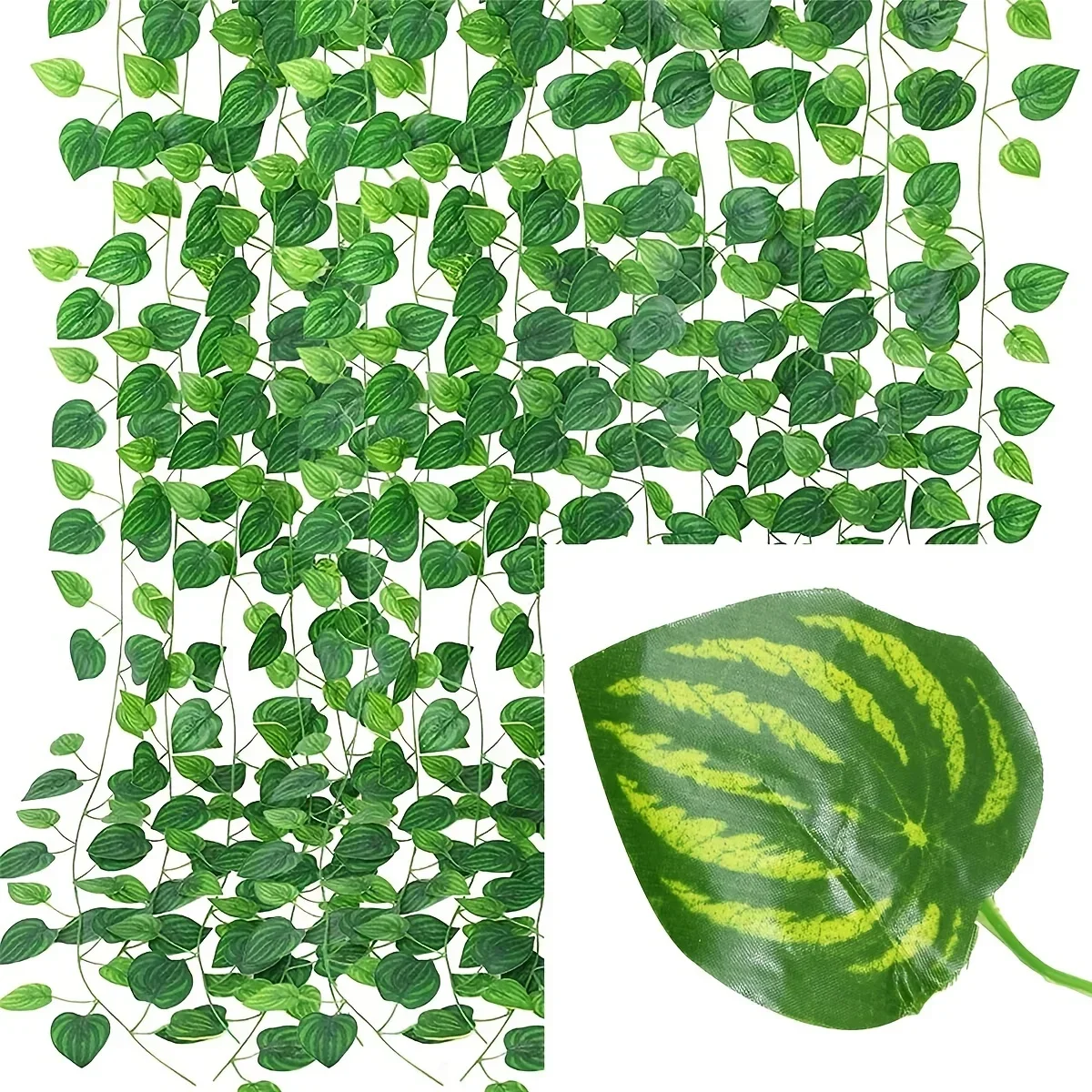 Guirnalda colgante de hojas de hiedra verde artificial, hojas de ratán, plantas de flores falsas para jardín, boda, fiesta, decoración del hogar