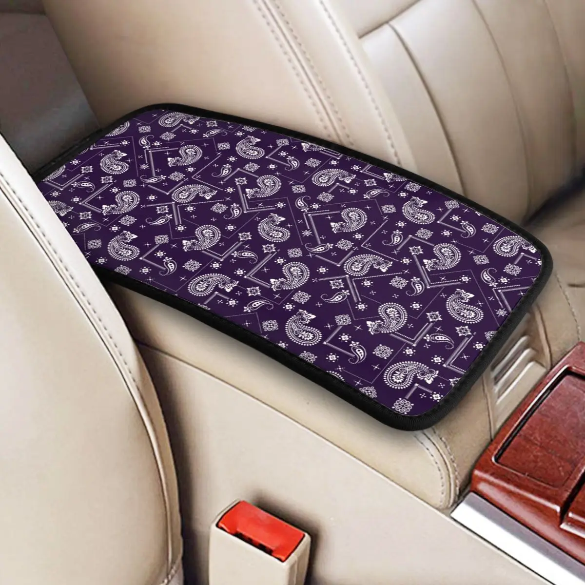 

Paisley Bandana Print Car Armrest Cover Mat Universal Center Console Cover Pad Automobiles Armrest Pad Car Interior Accessories