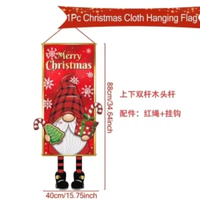 thumbnail image 1 of Bandera colgante de Papá Noel, decoraciones navideñas para el hogar, adornos navideños 2024, regalos de Navidad y Año Nuevo 2025, 1 of 5