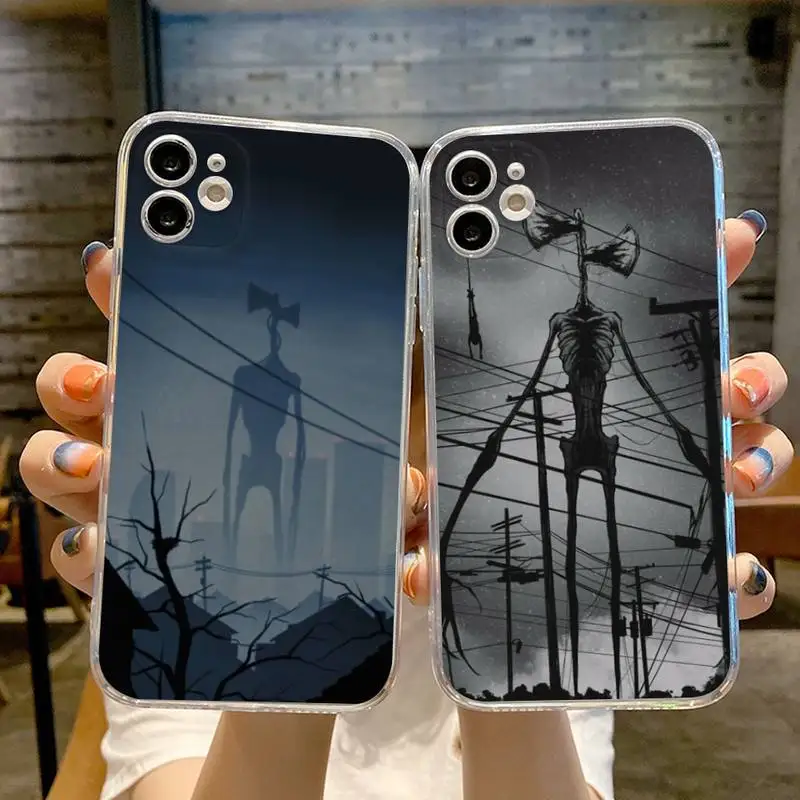 For Iphone 13 Siren Head Phone Case Transparent For Iphone 13 12 11 Pro Max Mini X Xr Xs 7 8 6S Plus Phone Full Coverage Covers