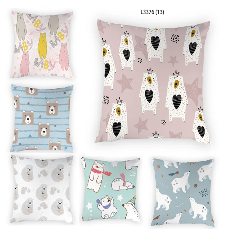 

Cartoon Animal 45x45cm Polar Bear Pillowcase Bedroom Decor Simple Geometric Cushion Cover Striped Dotted Boy Girl Kid Room G38