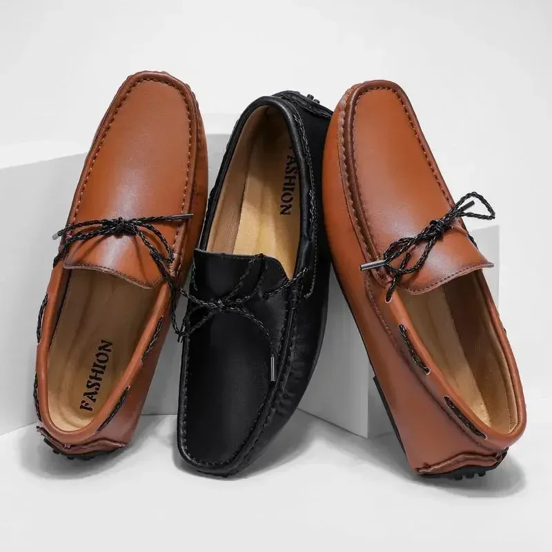 

Мокасины мужские деловые в британском стиле, повседневные рабочие кожаные туфли, без застежки, натуральная кожа, мокасины