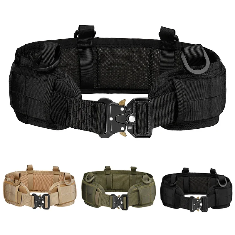 

Military Tactical Adjustable Belt Outdoor Work Men Molle Battle Belt Army Combat CS Airsoft Hunting Paintball Padded Waist Belts