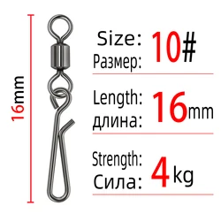 10-Piece Fishing Lure Snap and Swivel Set with Interlock Pin Connectors - 10PCS (Size 10)