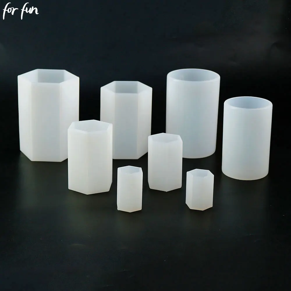 Hexagon Cylinder Silicone Mold DIY Epoxy Resin Candle Mold Aromatherapy Candle Wax Molds Clay Plaster Mold 1