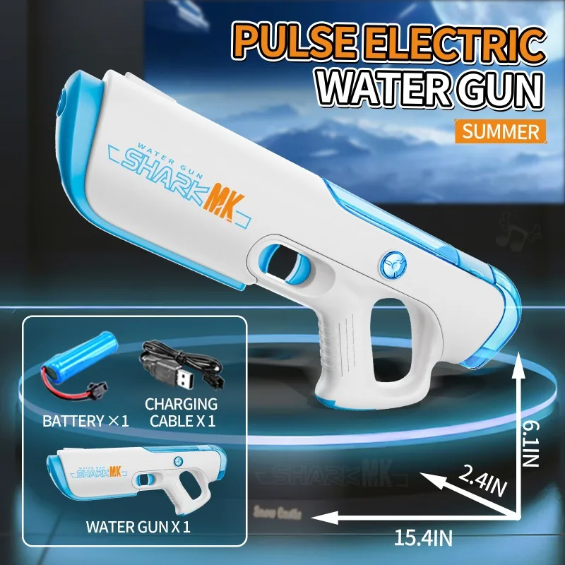 High Pressure Pulse Electric Water Gun Toy for Kids Large Capacity Automatic Water Absorption Summer Outdoor Fights Toys