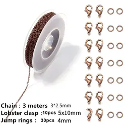 Elegant Cable Link Chains for Jewelry Making - 3m DIY Craft Kit for Necklaces, Earrings & Bracelets (Red bronze)