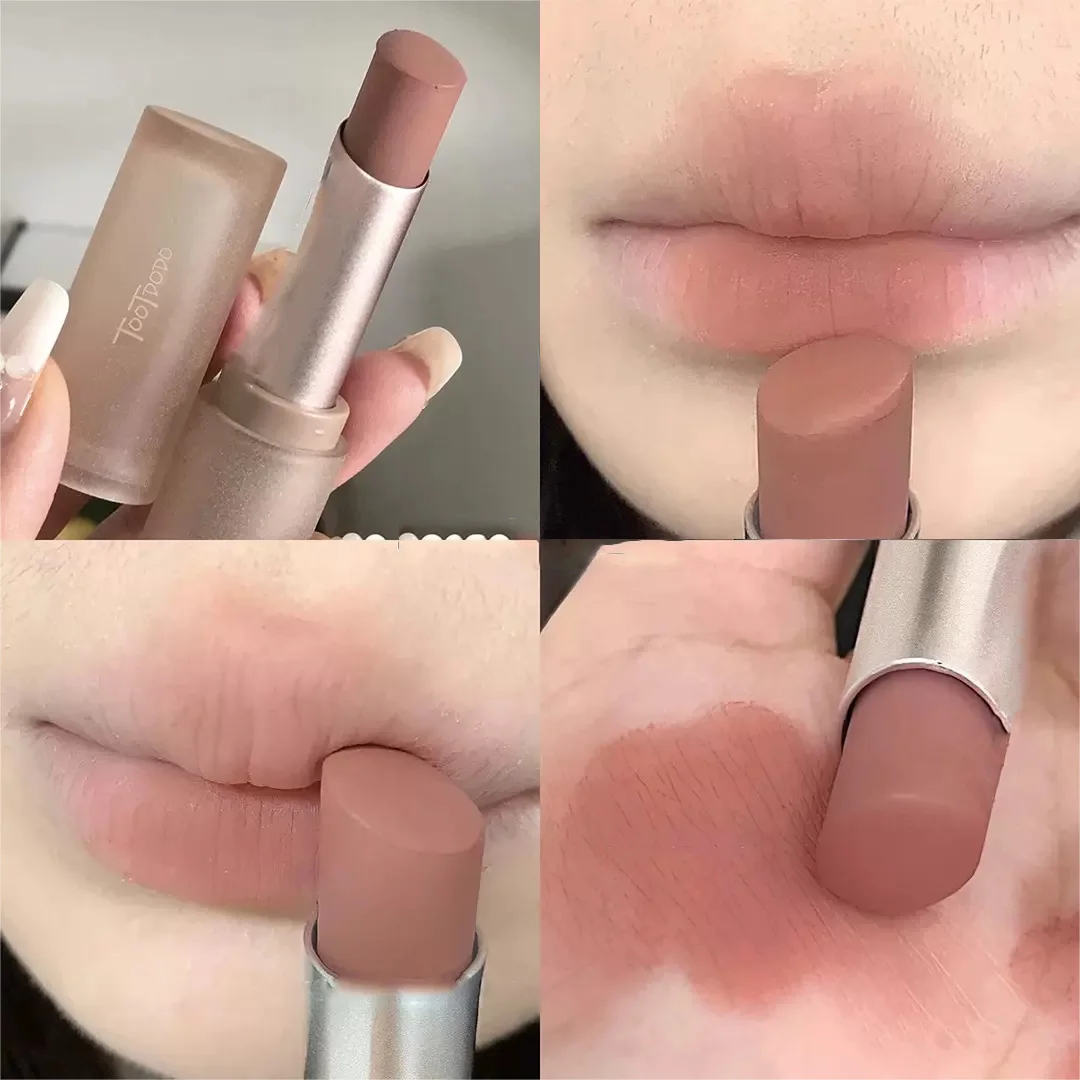 Milk Tea Nude Apricot Color Velvet Matte Lipstick Waterproof Lasting Non-stick Cup Lip Gloss Moisturizing Lipstick Korean Makeup