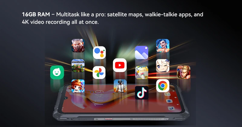 Cubot Смартфон King Kong Power 5, Android 15 6.88" 120Hz Screen, 15300mAh Battery, 16GB RAM (6+10) 128GB ROM,MTK G100 5W Speaker