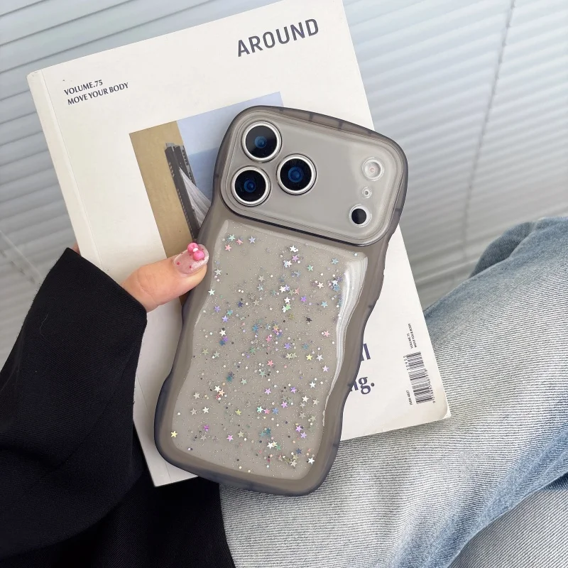 Ultra Slim Bling Star Glitter Wave Border Candy Color Shockproof Case