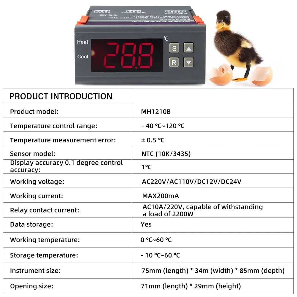 Digital Temperature Controller -40 to 120 Degrees Alarm Function Electronic Ther