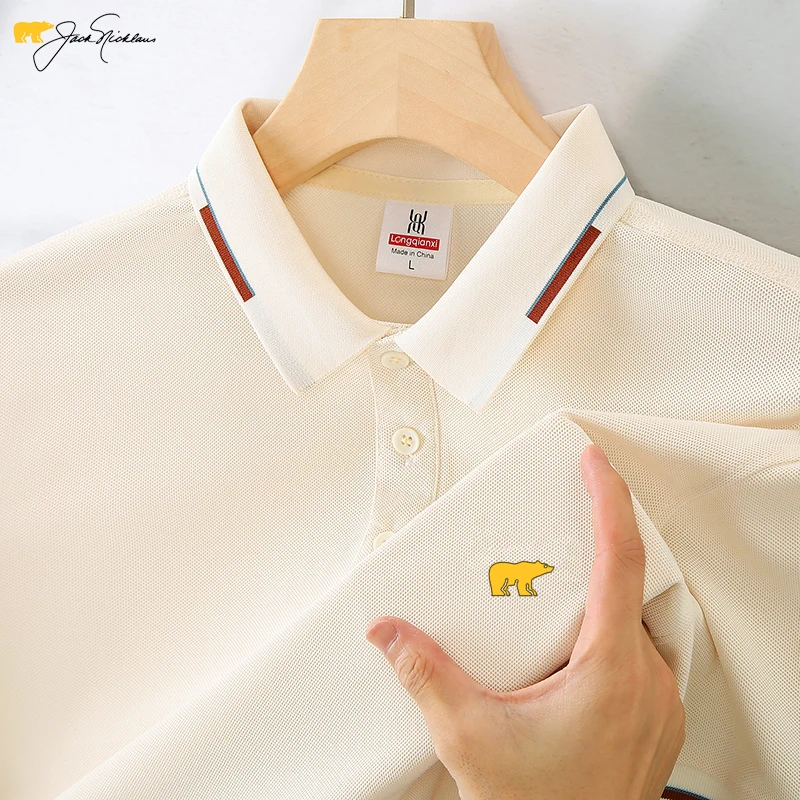 

Men's Polo Shirt Jack Nicklaus Embroidery T-shirt New Summer Fashion Casual Short Sleeve Business Breathable Sports Golf Top