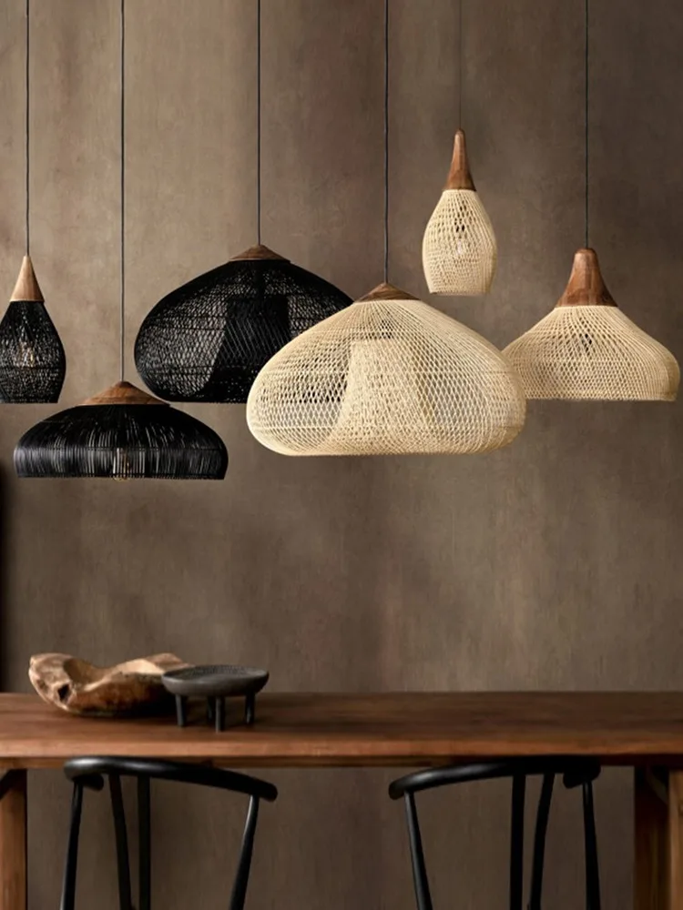 

Southeast Asia retro chandelier Japanese B&B bedroom restaurant teahouse Chinese living room rattan catering custom lamps