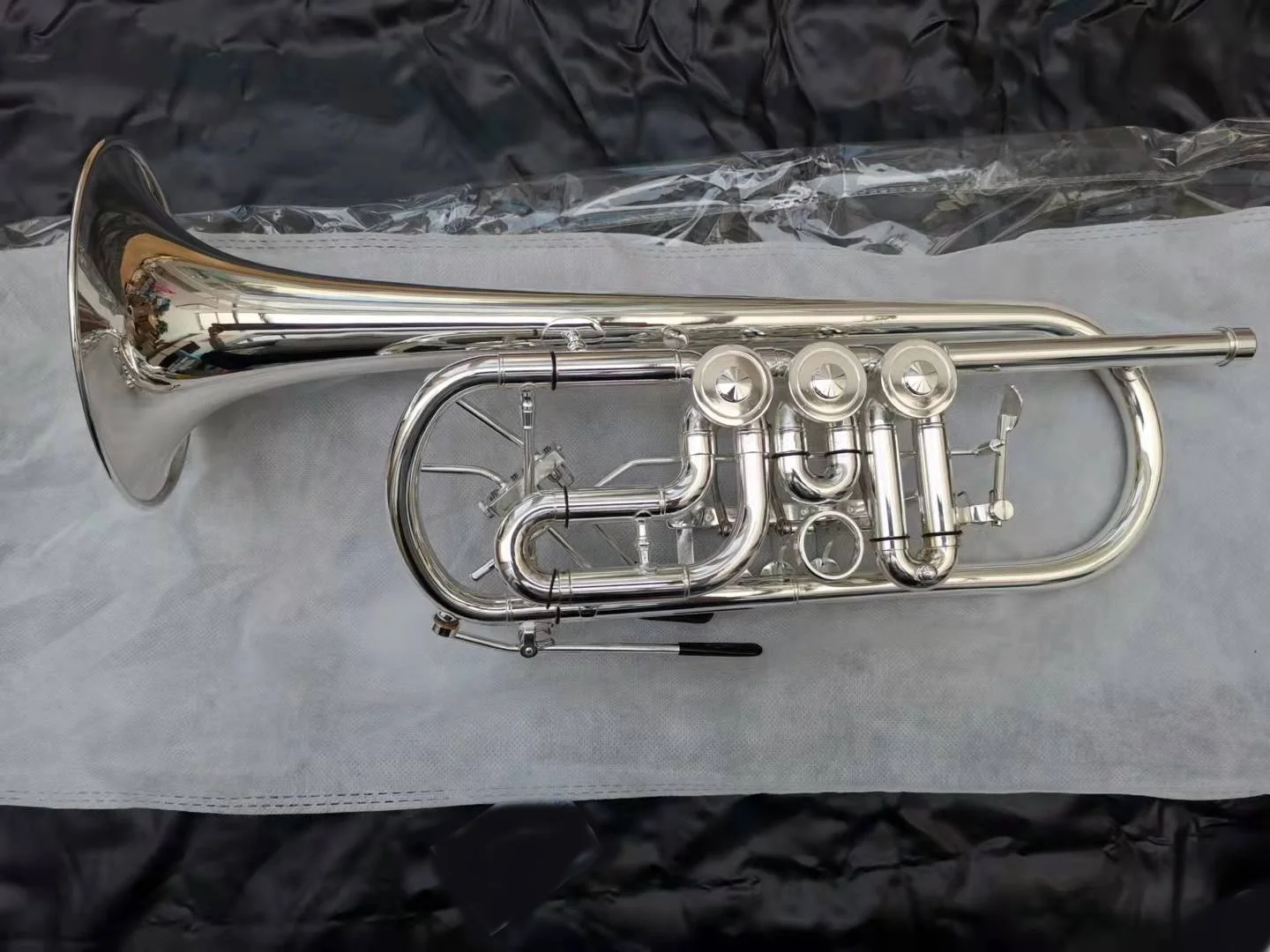 Professional Silver Plated C Key Rotary Trumpet (ETR-101)
