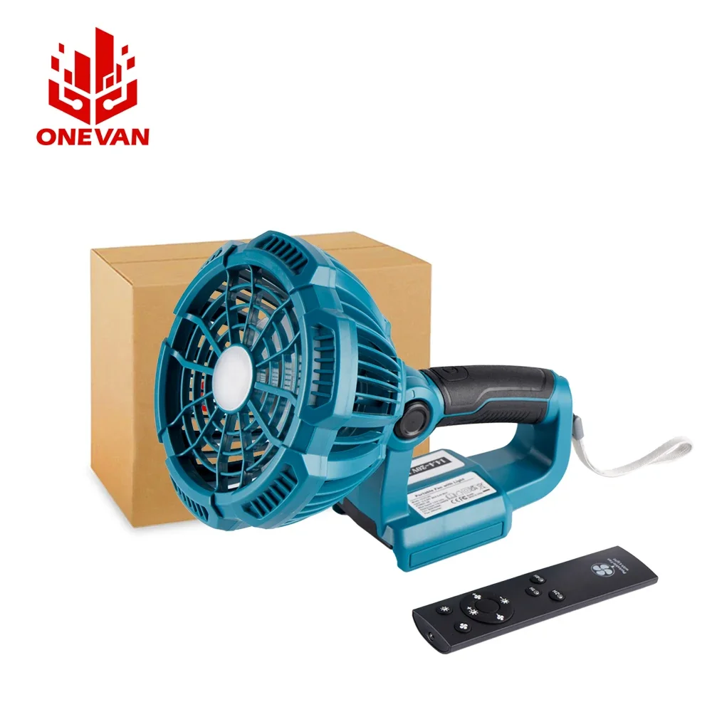 ONEVAN Portable Cordless Fan Light Working Lamp 3300RPM Portable Camping Fan Outdoor Fan With USB Output For Makita 18v Battery