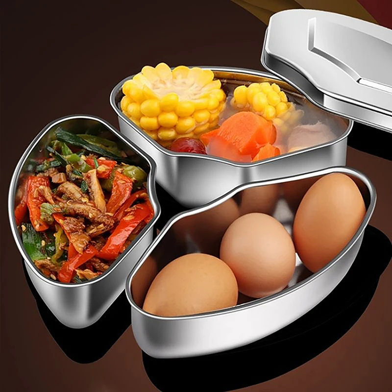 1PC Stainless Steel Steaming Plate Fan Shaped Divided Steaming Plate Household Food Bowl Kitchen Accessories