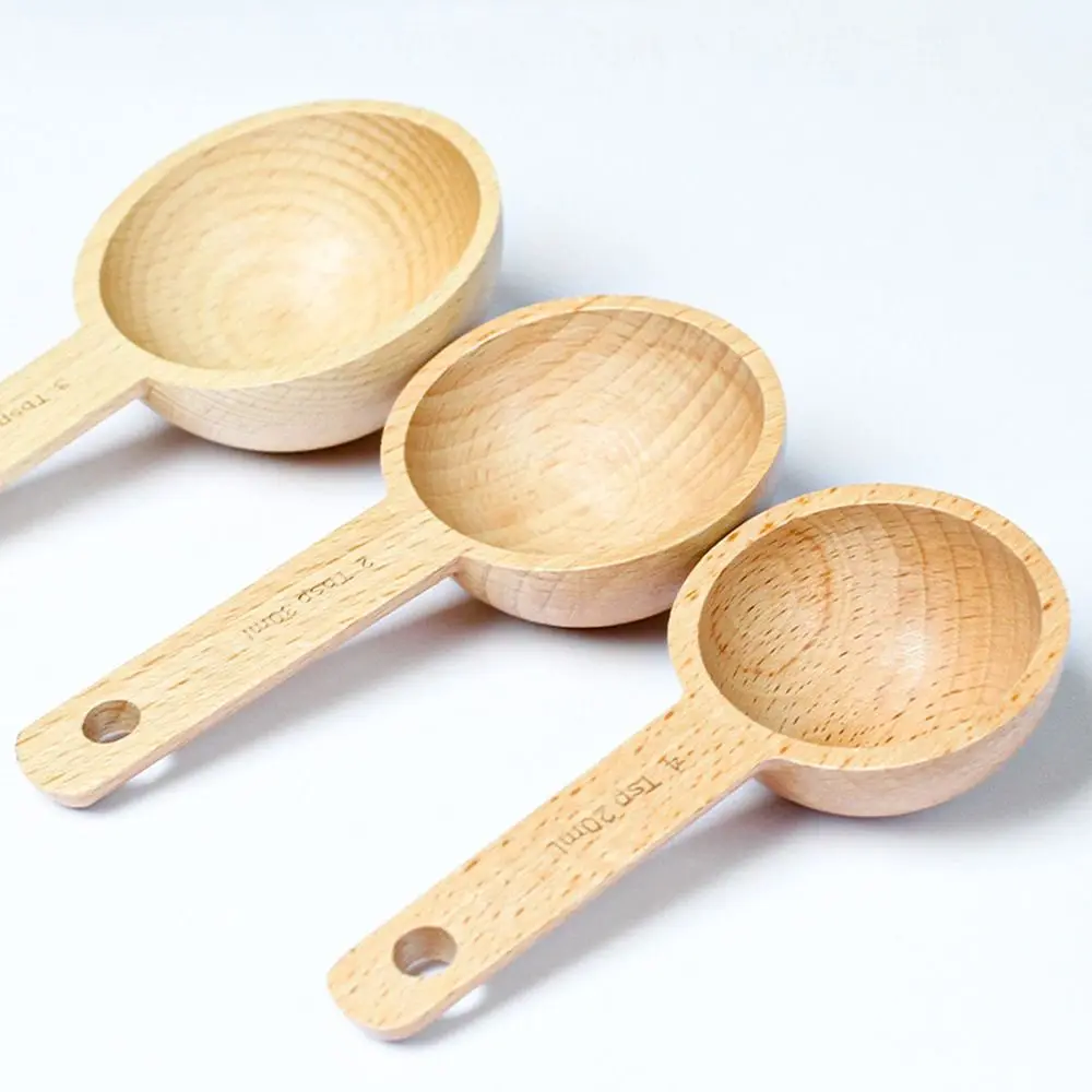 Portable Tablespoon Measuring Spoon 7.5/10/15/30/45ml Walnut Beech Wooden Spoon Tea Hangable Coffee Bean Kitchen kitchen measuring spoons measuring spoon set measuring cup and spoon set