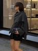 ZBZA Women Loose Asymmetric Scarf Knit Jacket Solid Long Sleeve Single Button Side Slit Cardigan Fall Winter New Lady Outerwear 2