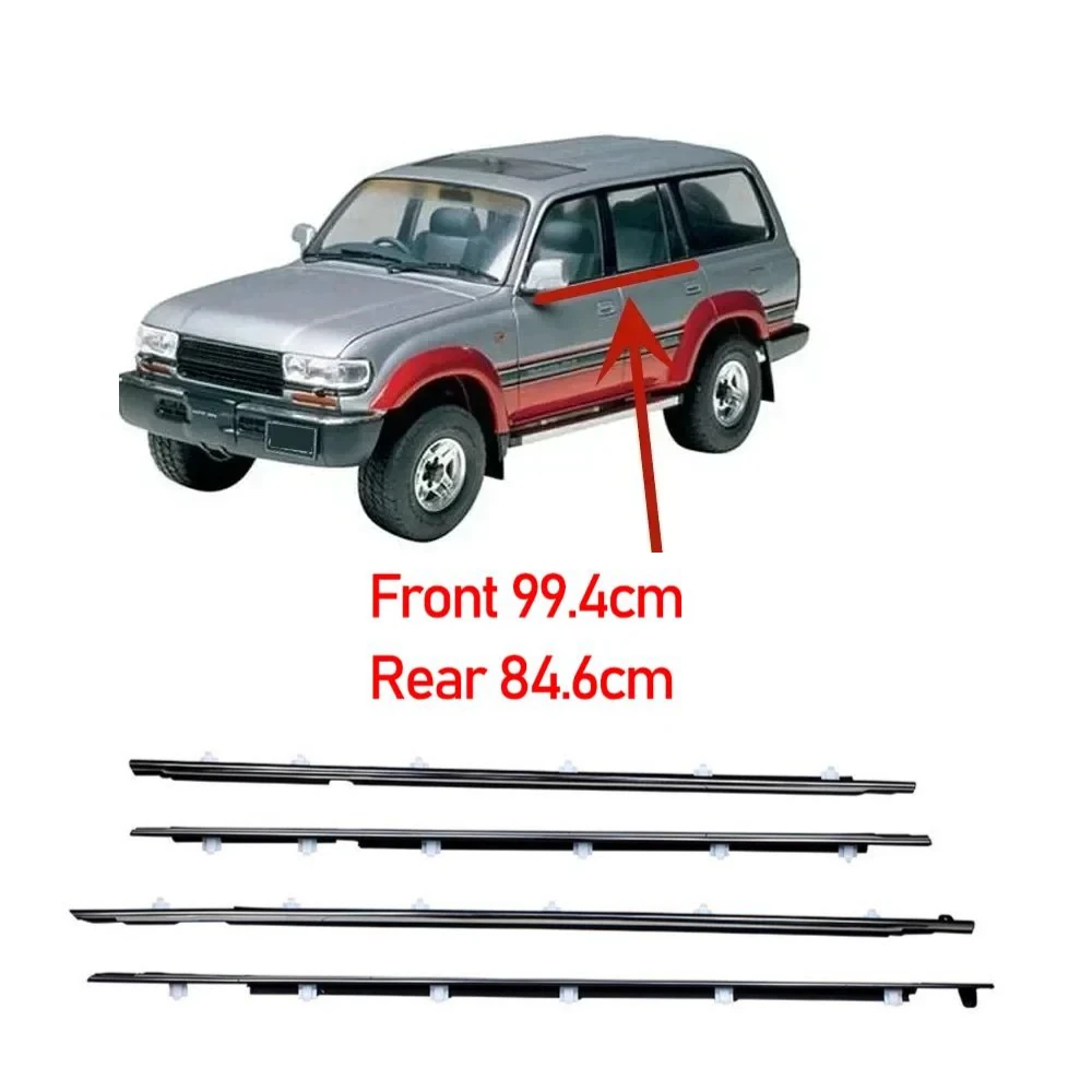 토요타 랜드크루저 LC80 LX450 1991-1998 4870mm 길이 75730-60020 용 4개 크롬 또는 블랙 윈도우 글래스 고무
