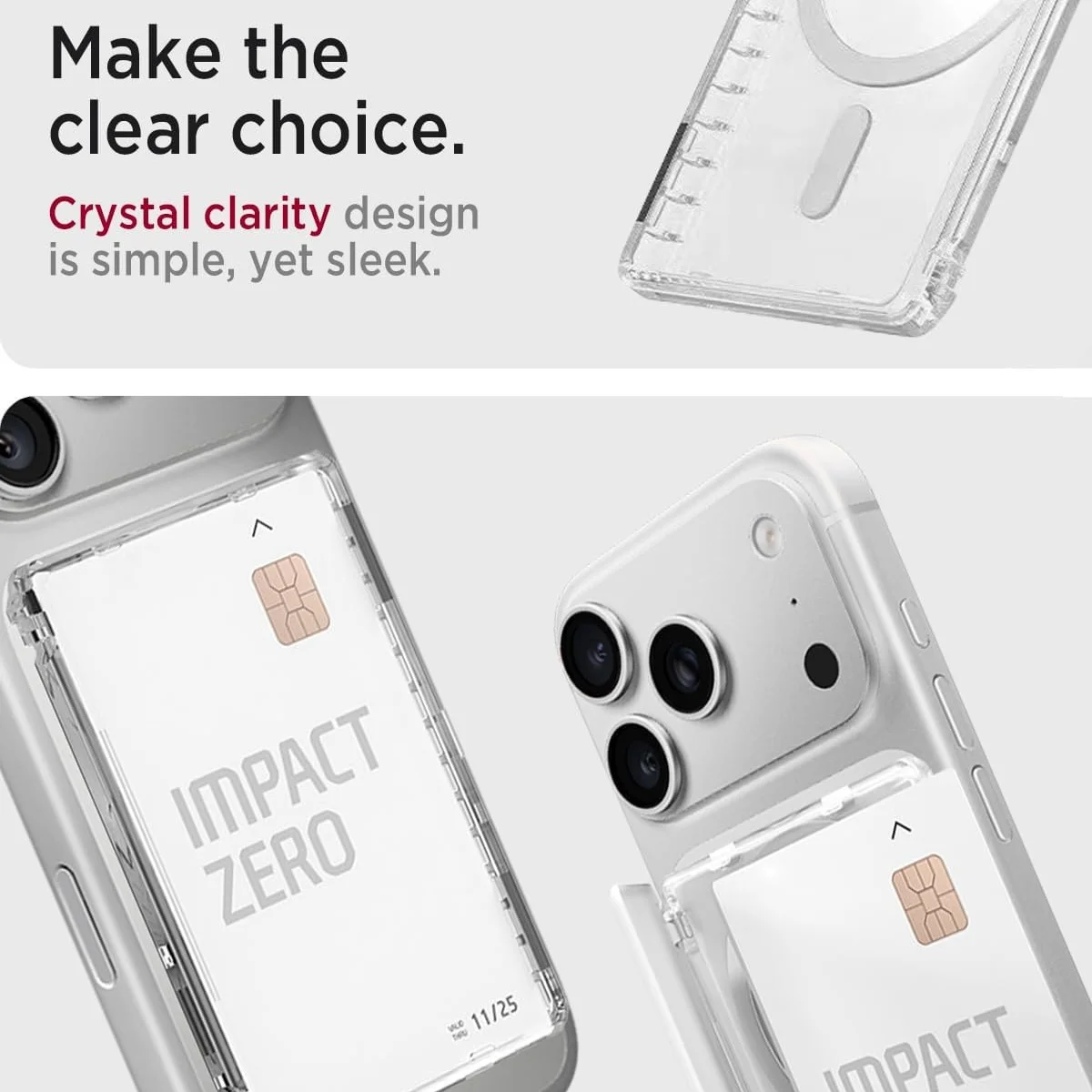 Magnetic Clear Wallet with Secure Flip Cover and 2-Card Holder