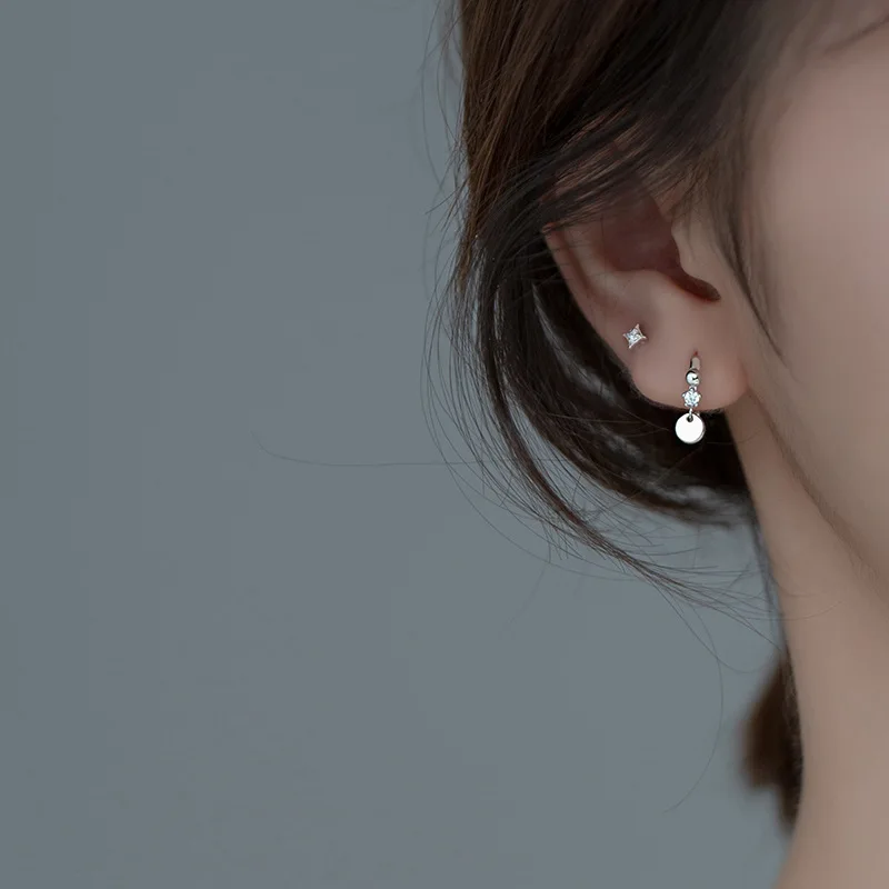 5 Paia Orecchini A Punto Con Zirconia Cubica 2mm - Acciaio Inox Ipoallergenico Oro Per Donna