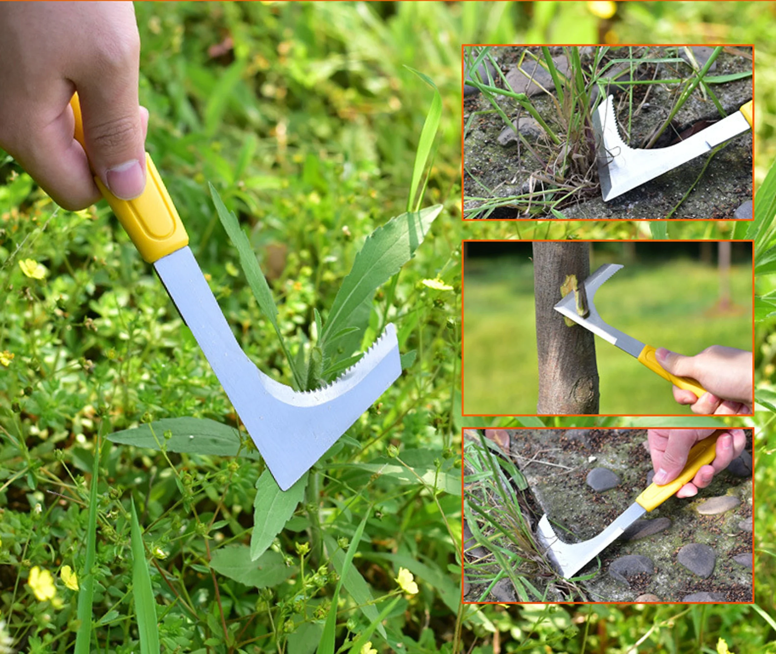 

Lawn Portable Root Remover Digger Weed Puller Gardening Handheld Turf Mower Machete Hook Crack Weeder Transplant Seedling Tool