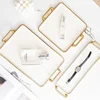 Household Rectangular Light Luxury Tray  Cosmetics Storage Tray Living Room Water Cup Storage Hotel Apartment Storage Tray New 5