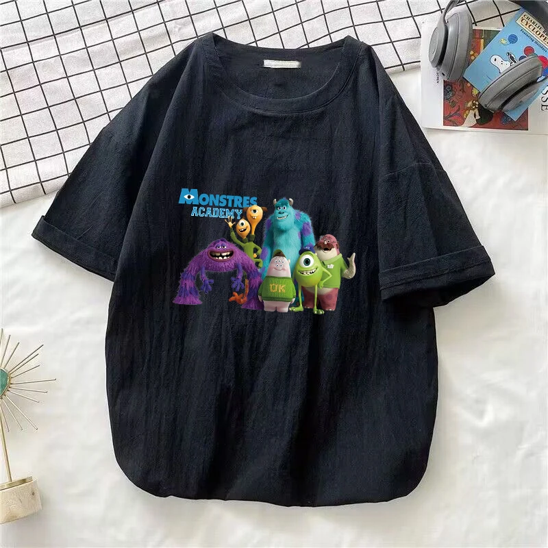 

Monsters University Men Women Summer Casual T-shirt Tees Tops Washed Cotton T Shirt Streetwear Short Sleeve Tshirts