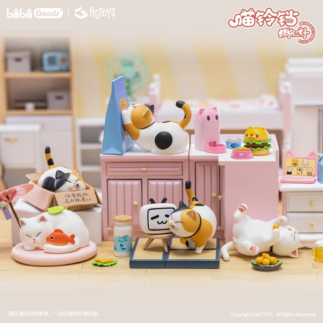 

Actoys Meow Bell Easy Moment Series Blind Box Toys Cute Cats Action Figure Decoration Model Kawaii Kids Gifts Mystery Box