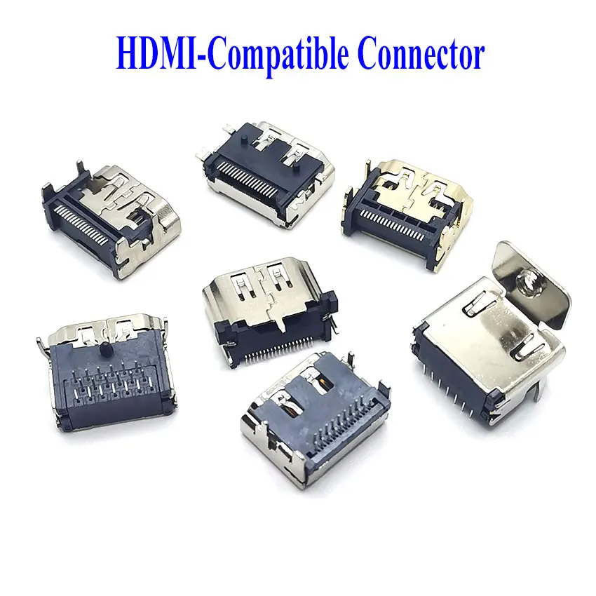 

5pcs HDMI-Compatible HD Interface Connector SMD 19 Pin 19P Vertical Right Angle Socket Surface Mound PCB Receptacle