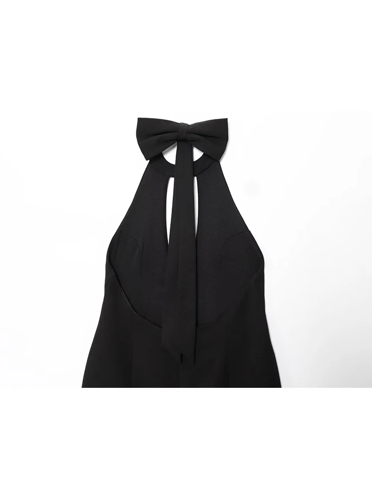 TFMLN Bow Backless Sexy Mini Dress For Women  2025 Summer Hollow Out Halter Dress Elegant Lady A-line Dresses Vestidos