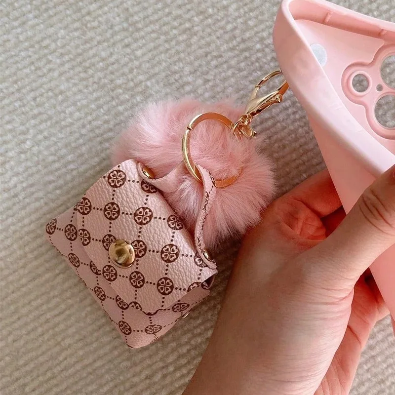 Adorable Pink Plush Bluetooth Earphone Pouch Phone Case Cover