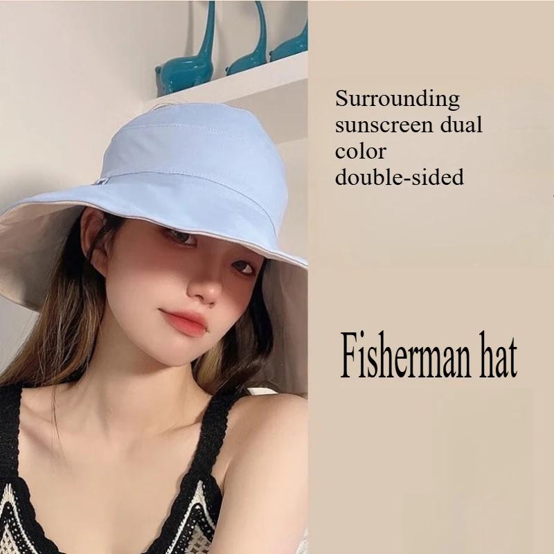 Summer Fishing Hat, Fisherman's Hat, Sunscreen Hat, Beach Hat, Large Brim, UV-blocking Sun Hat, Large Brim Hat - Deep Sea Blue
