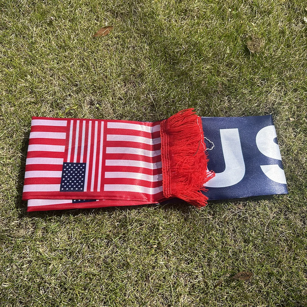 USA Scarf 14x135cm Double-sided Printed United States Flag Satin America Scarf Suitable for 2026 world cup Sports Events - Image 3