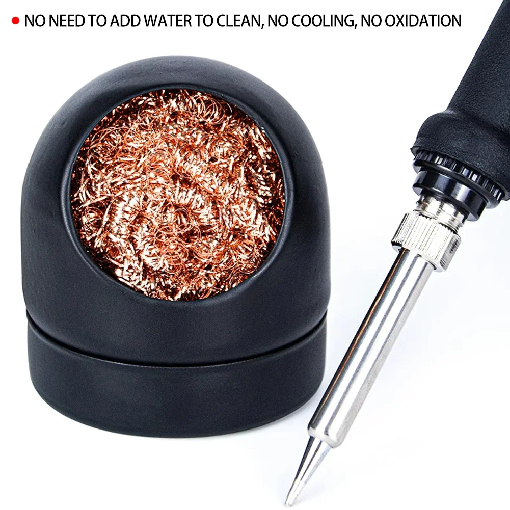 Soldering Iron Cleaner Soldering Iron Tip Cleaner Metal Wire With Stand Set Welding Desoldering Soldering Solder Iron Tip Dross Cleaner Steel Ball Mesh Filter Tin Remove