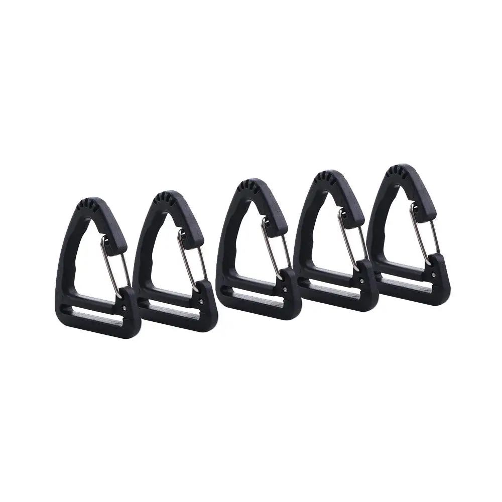 

5Pcs Black Backpack Accessories Climping Pack Keychain Triangle Shape Belt Clip Buckles Outdoor Tools Carabiner