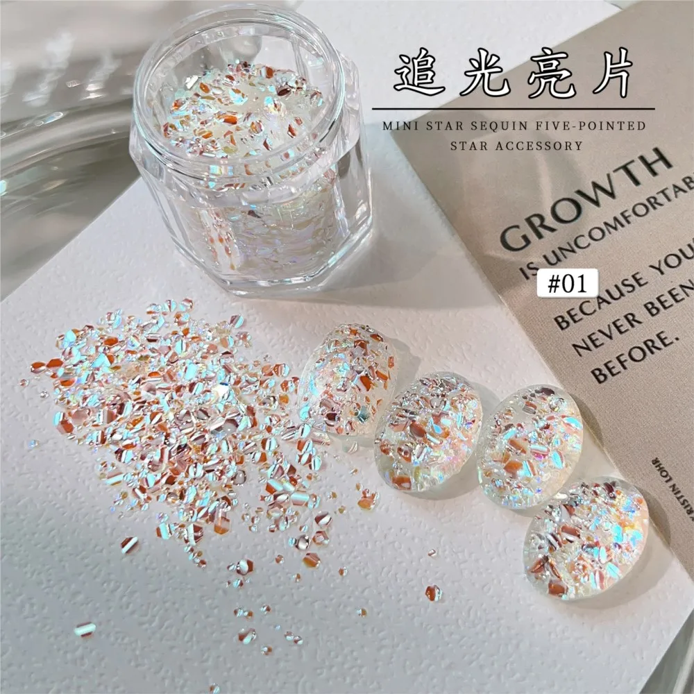 5g/Bottle Holographic Chunky Nail Glitter Light Chasing Iridescent Glitter Nail Art Sequins Sparkly Flash Gel Polish Paillettes - 5